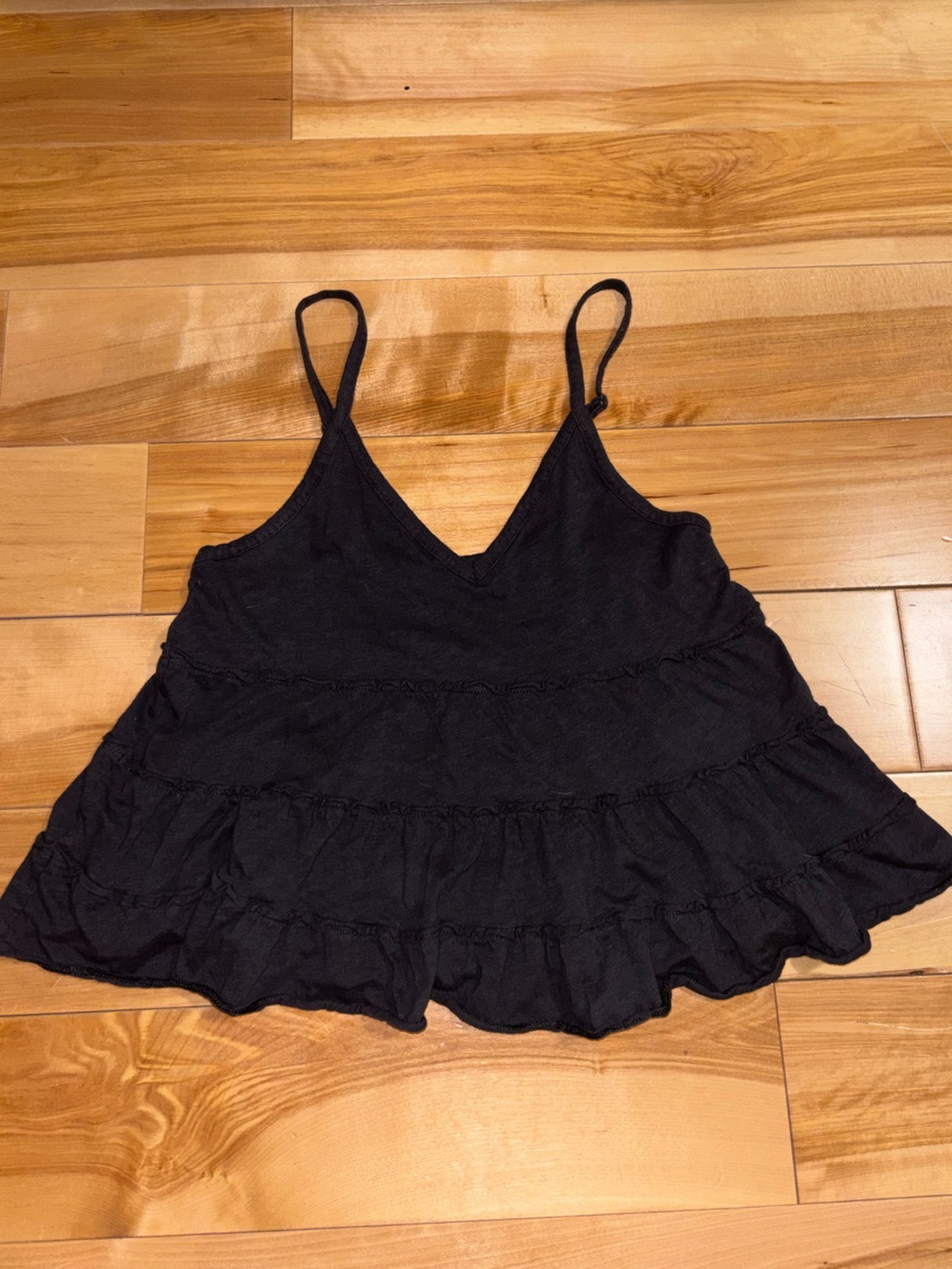 Women's Black Ruffled Cami Top